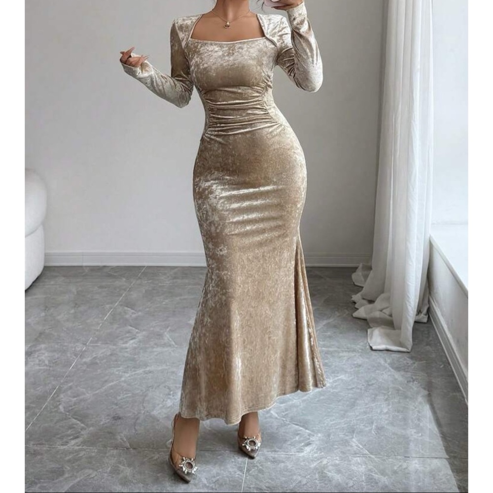Elegant Velvet Long Sleeve Dress